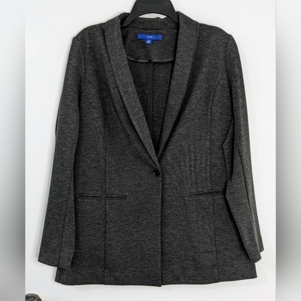 Apt. 9 Ponte Stretch Knit Jacket Women Medium Dark Heather Grey NWT Blazer